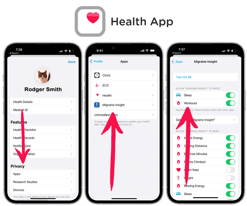 workout settings screens